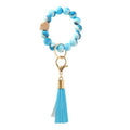 Blue Marble Keychain Bracelet Beaded Wristlet Silicone