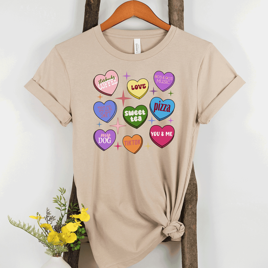 Custom Conversation Heart Valentines, Personalized Gifts, Love notes shirts, Multi colored conversation hearts, funny quotes Valentine Hearts