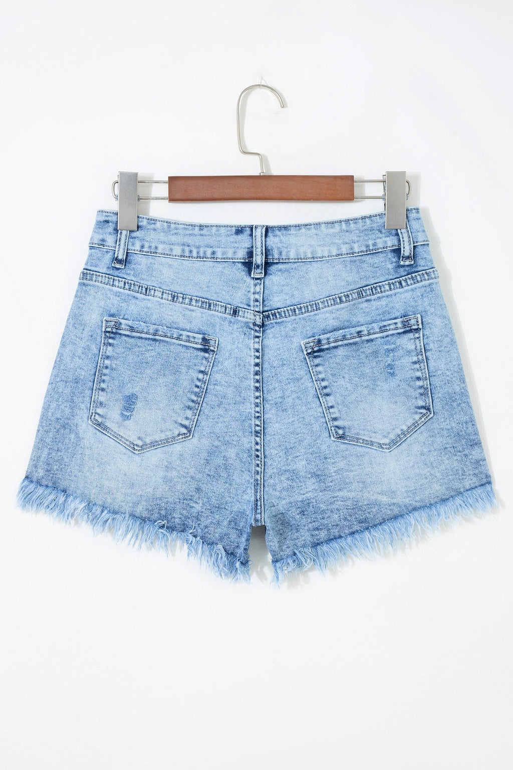 Beau Blue Distressed Acid Wash Denim Hot Shorts