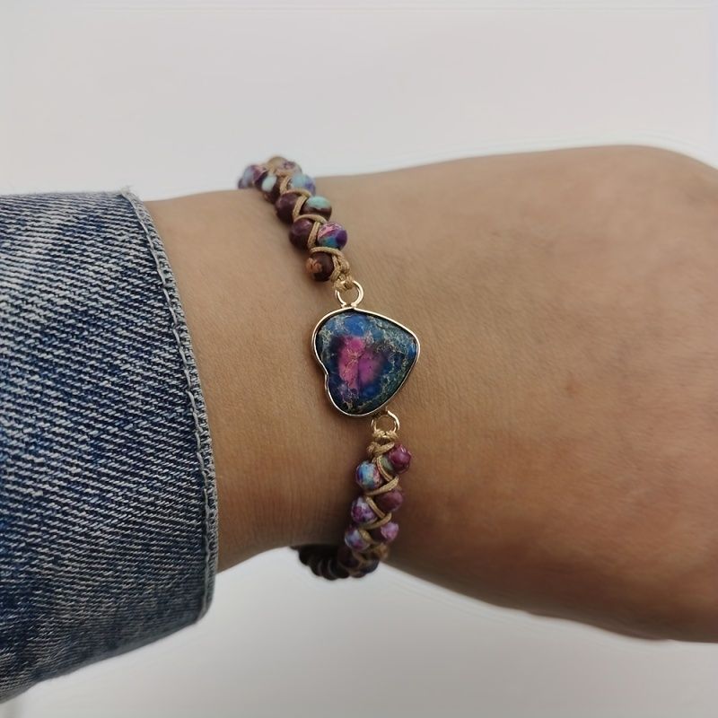 Hot Selling Bracelet Cross-border Goods Source Red Imperial Stone Bracelet Peach Heart Love Hand String Braided Bracelet