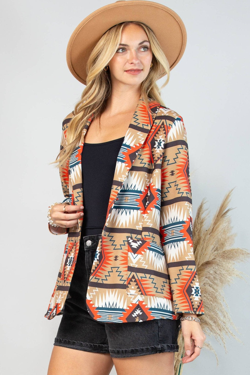 Ella Aztec Print Blazer with Pocket - medium remaining