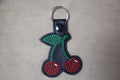 Cherry  Embroidered Faux Leather Keychain