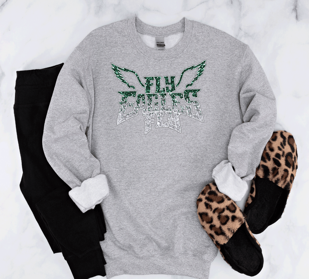 EAGLES Fly Birds Fly Faux Glitter Bling Philadelphia Football Sweatshirt, Philly T-shirt, Trending Eagles Fan Shirts, Football Crewneck, Eagles Hoodie, Superbowl GIfts