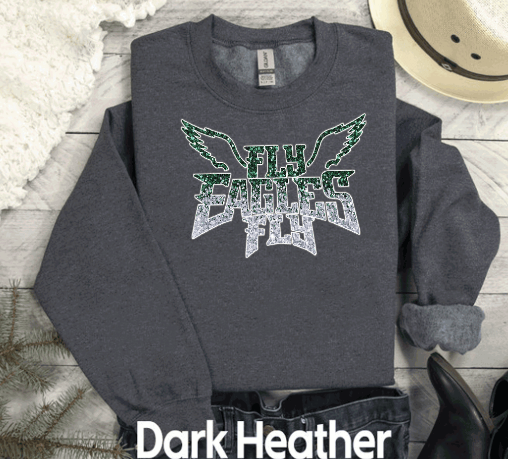 EAGLES Fly Birds Fly Faux Glitter Bling Philadelphia Football Sweatshirt, Philly T-shirt, Trending Eagles Fan Shirts, Football Crewneck, Eagles Hoodie, Superbowl GIfts