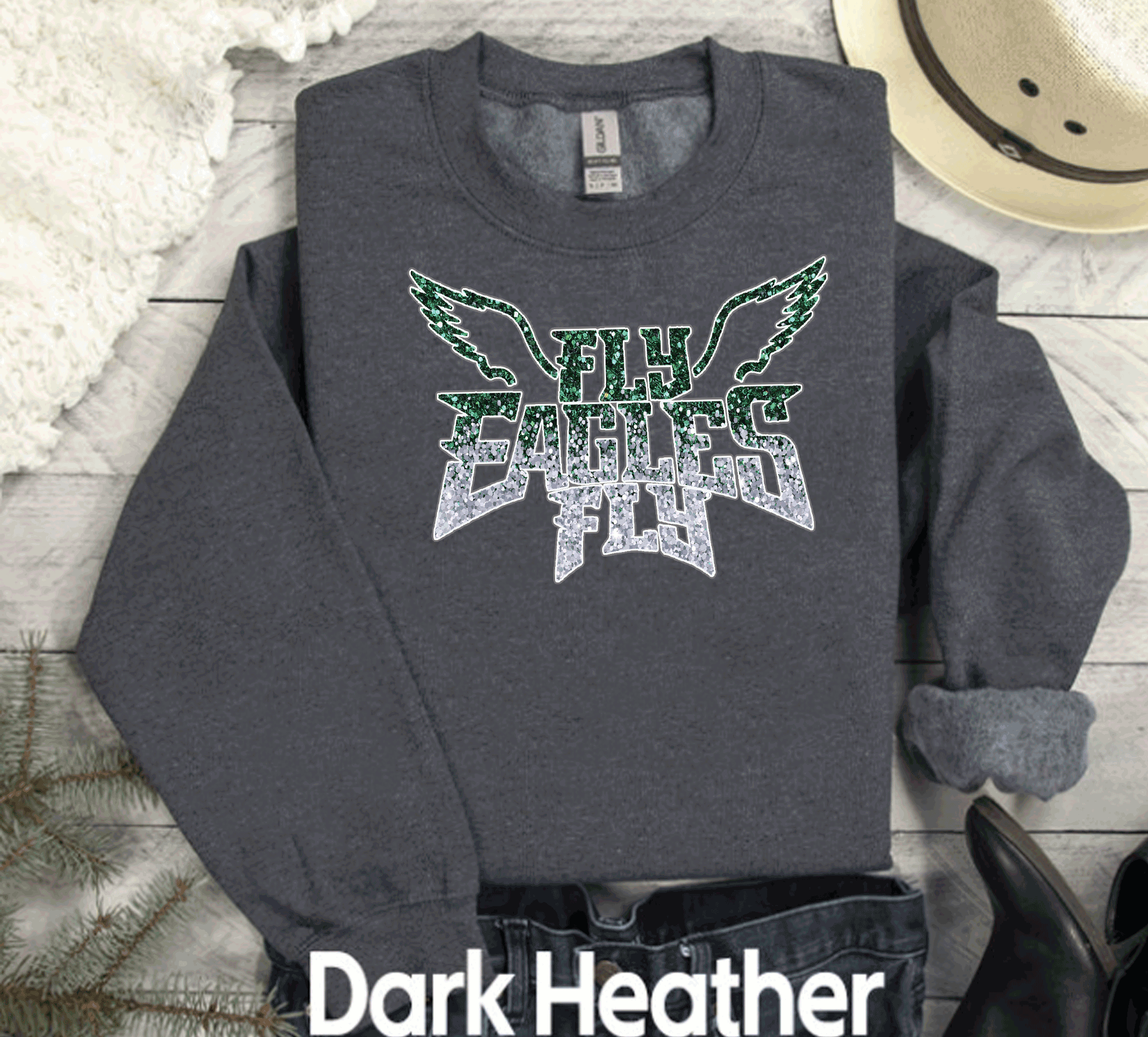 EAGLES Fly Birds Fly Faux Glitter Bling Philadelphia Football Sweatshirt, Philly T-shirt, Trending Eagles Fan Shirts, Football Crewneck, Eagles Hoodie, Superbowl GIfts
