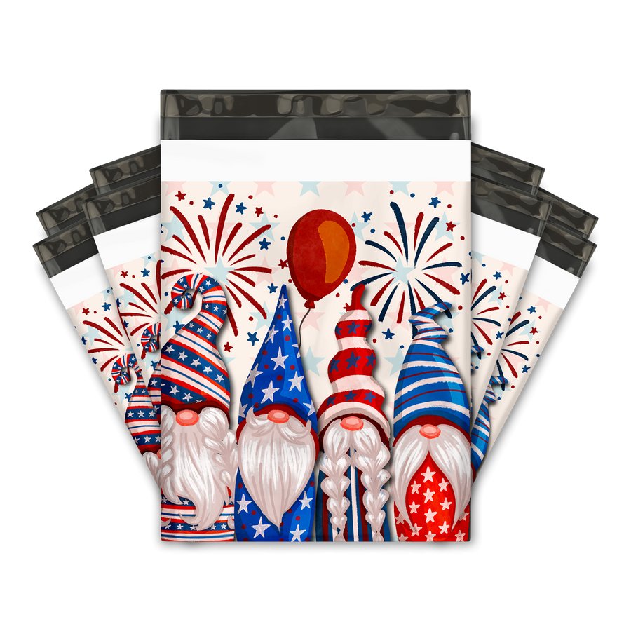 Gnome Flag USA Poly Mailers Size 10x13 Patriotic Shipping Bags 4th of July Independence Day