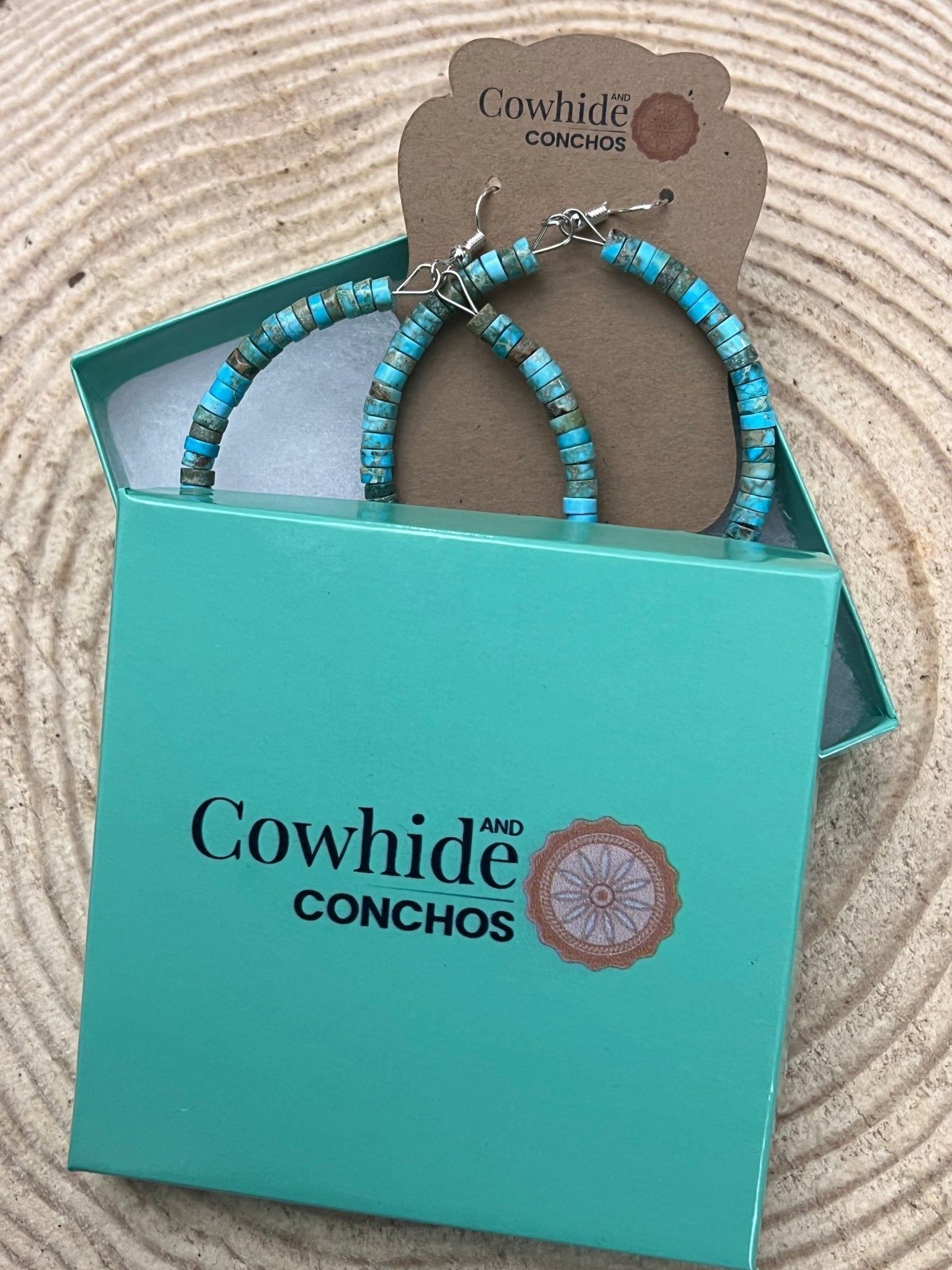 Hoop Earrings With Turquoise, Spiny Oyster & Sterling Silver Pearls - 2 1/4 inch hoops