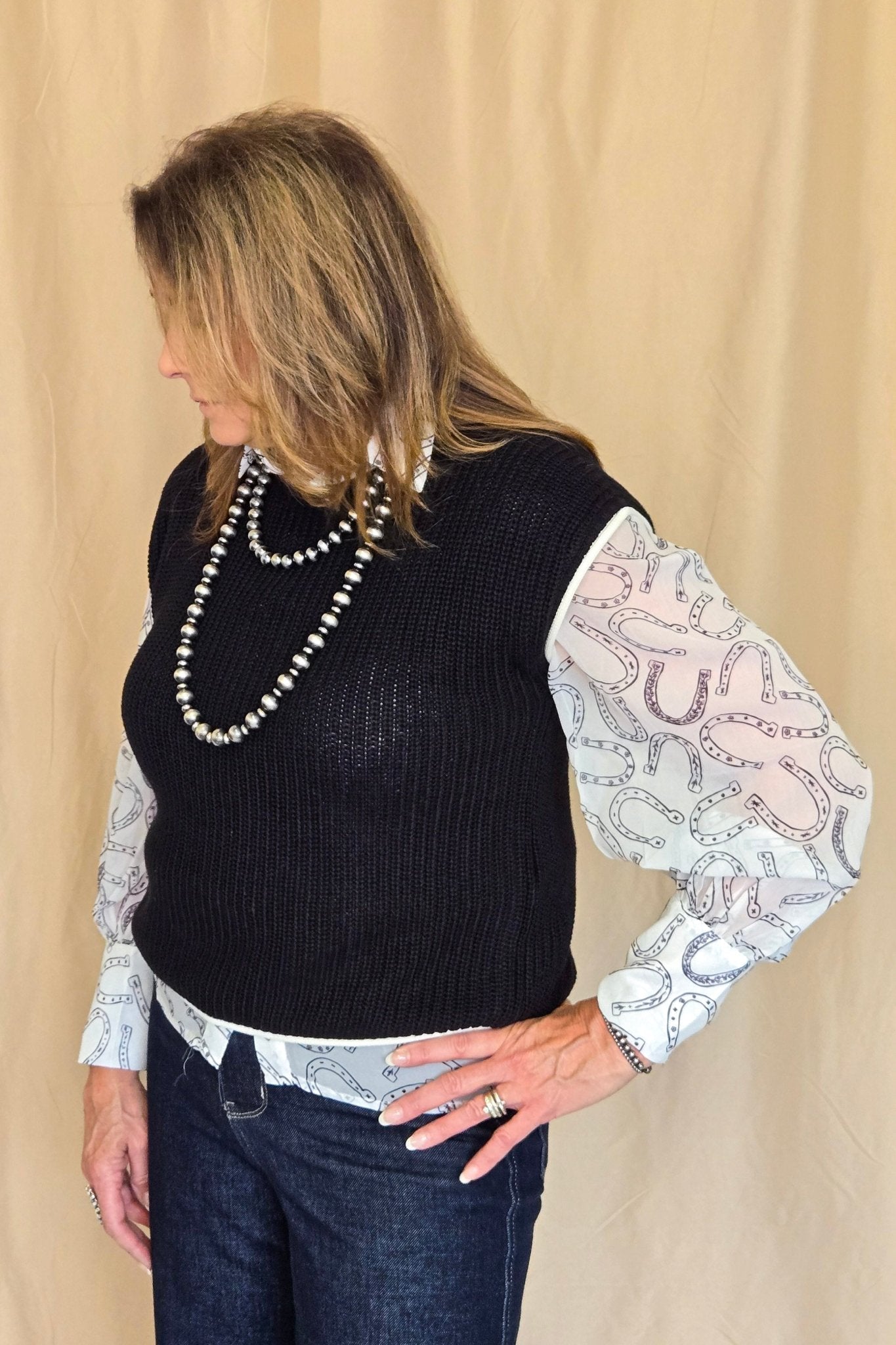Horseshoe Print Blouse - Small and Large remaining