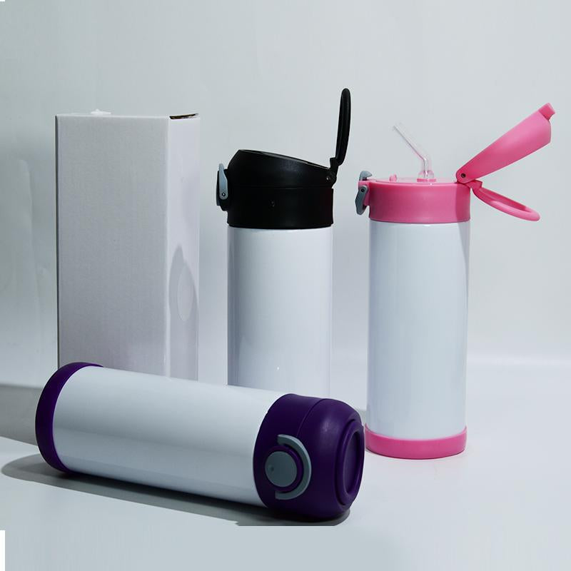 12oz Blank Sublimation Sippy Cup Straight Stainless Drinking Tumbler Sport Water Bottles with Handle
