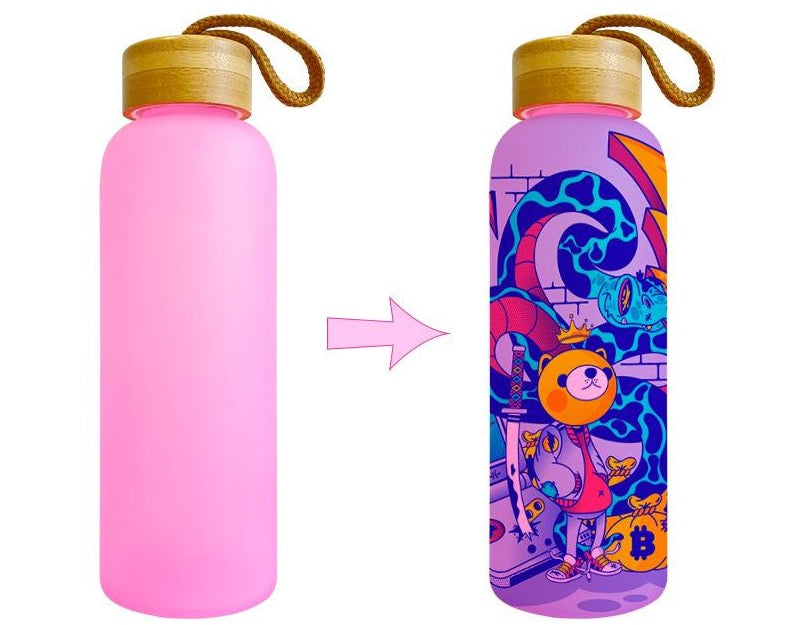 25oz Sublimation blank color glass sports bottle Tumblers (Includes Bamboo Lid)