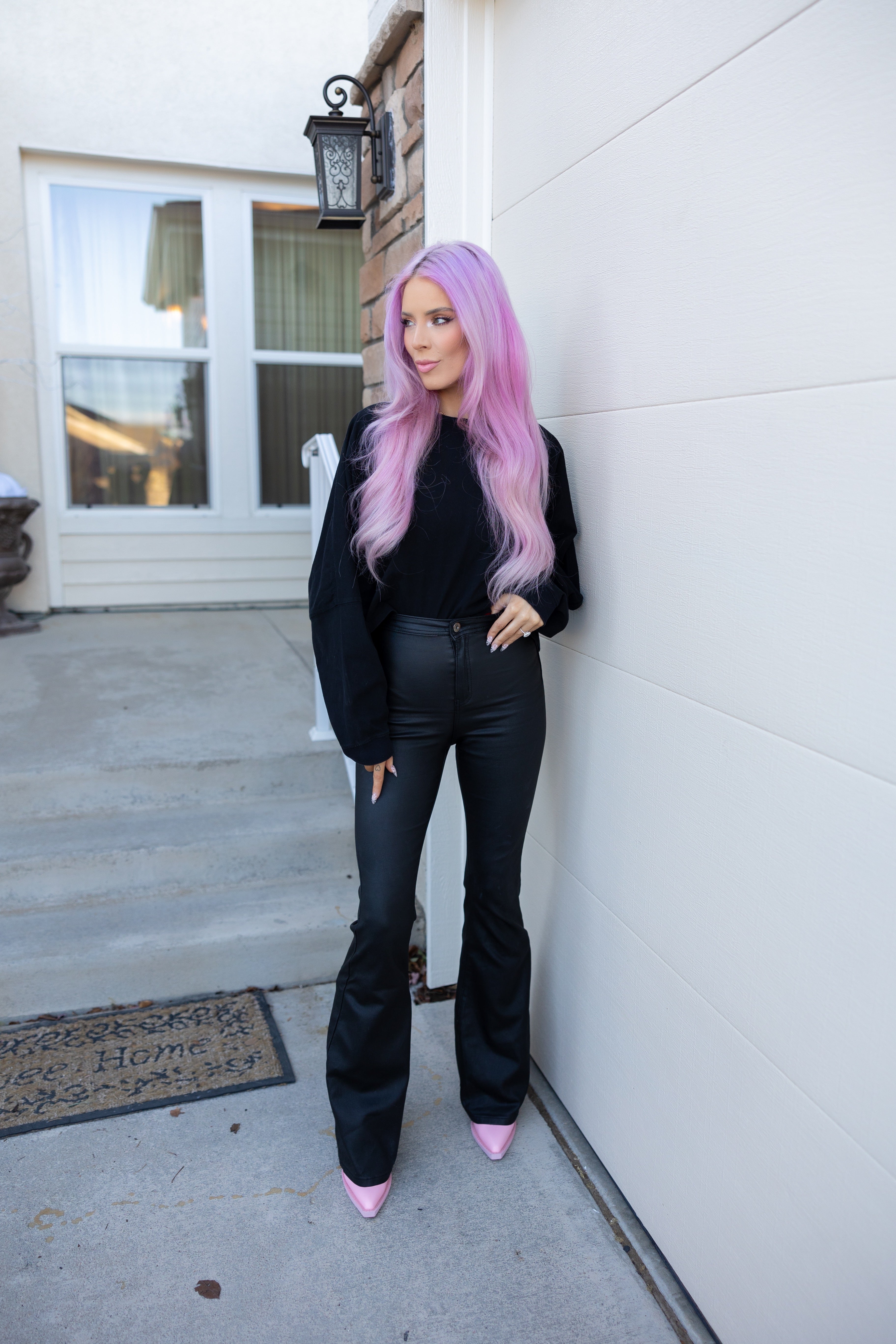 Leather Blakely High Waisted Bell Bottom Flare Jeans - Black
