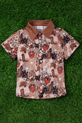 Childs Sheriff horse printed button up shirt.