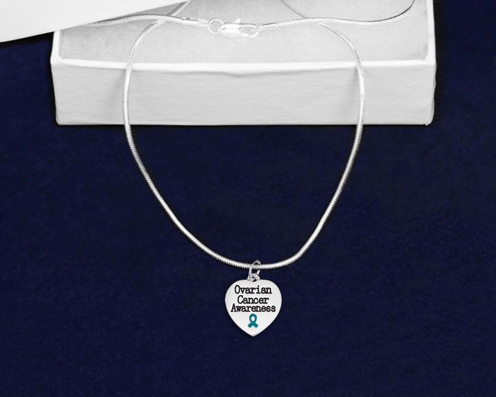 Ovarian Cancer Awareness Heart Necklaces