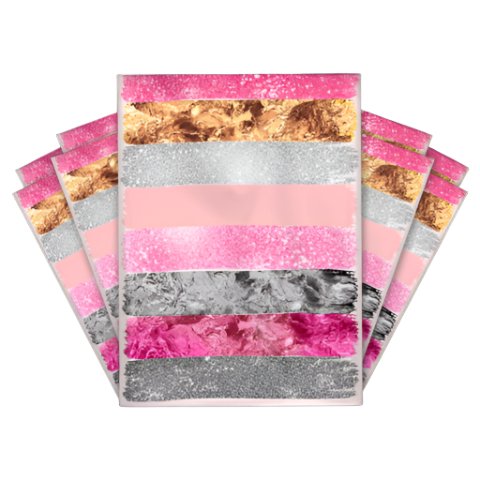 Pink Glitter Stripes Poly Mailers Size 10x13 Colorful Shipping Bags