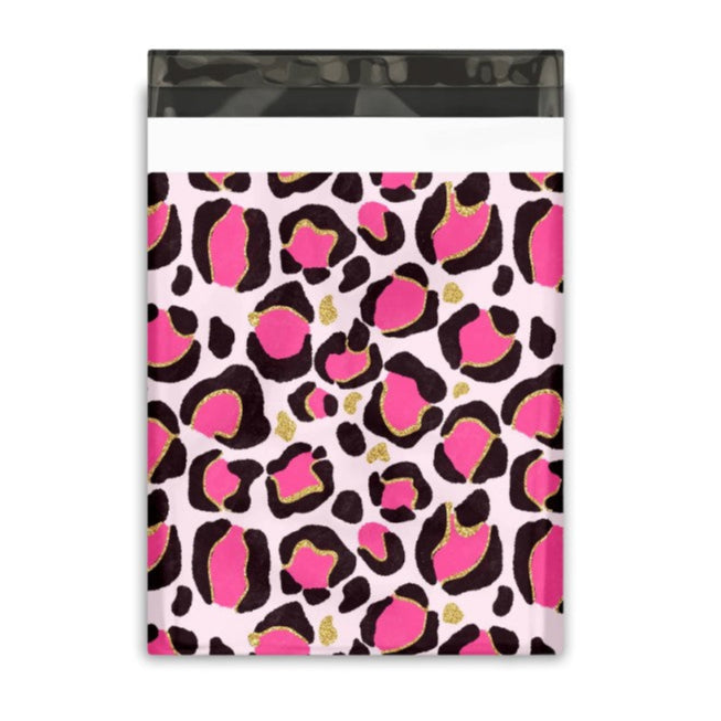 Pink Leopard Poly Mailers Size 10x13 Colorful Shipping Bags Cheetah