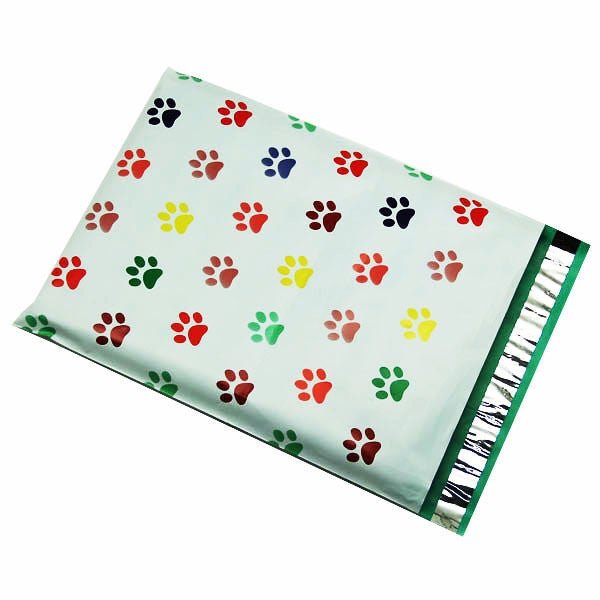 Puppy Dog Paw Print Colorful Poly Mailers Size 6x9 Shipping Bags