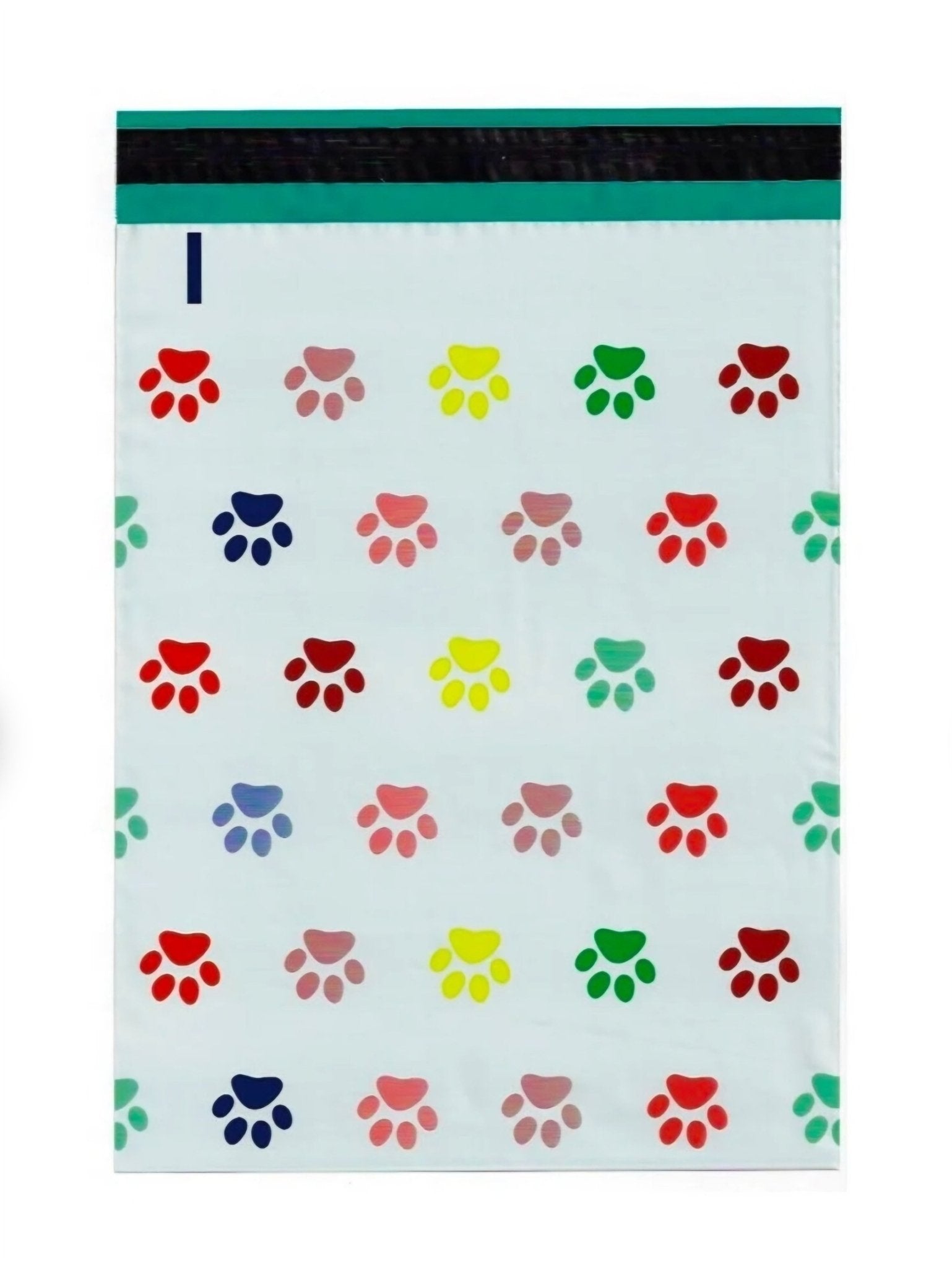 Puppy Dog Paw Print Colorful Poly Mailers Size 6x9 Shipping Bags