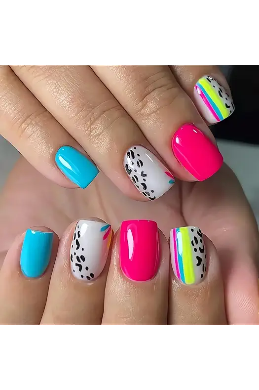 Neon Press Ons 24 count