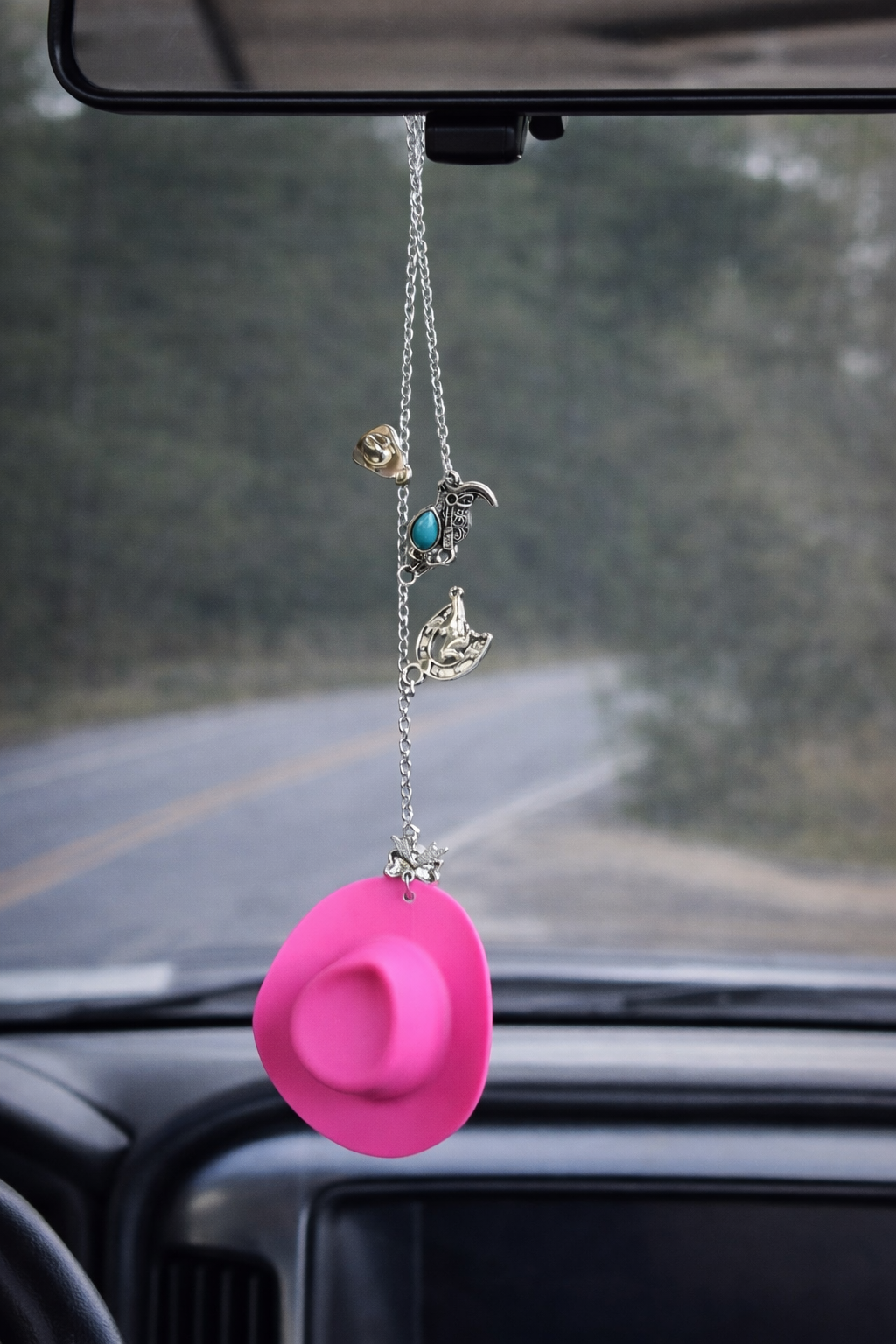 Pink cowgirl Car Charm
