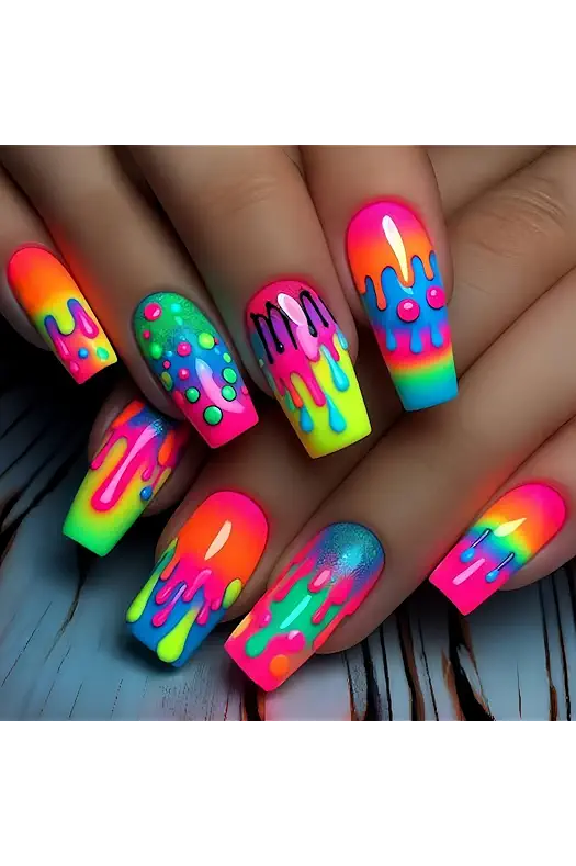 Lets Party Neon Press Ons