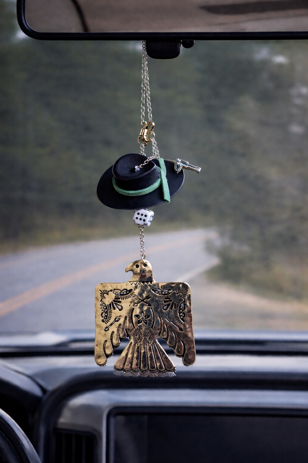 Western Thunderbird Car Charm with mini pistol pew pew
