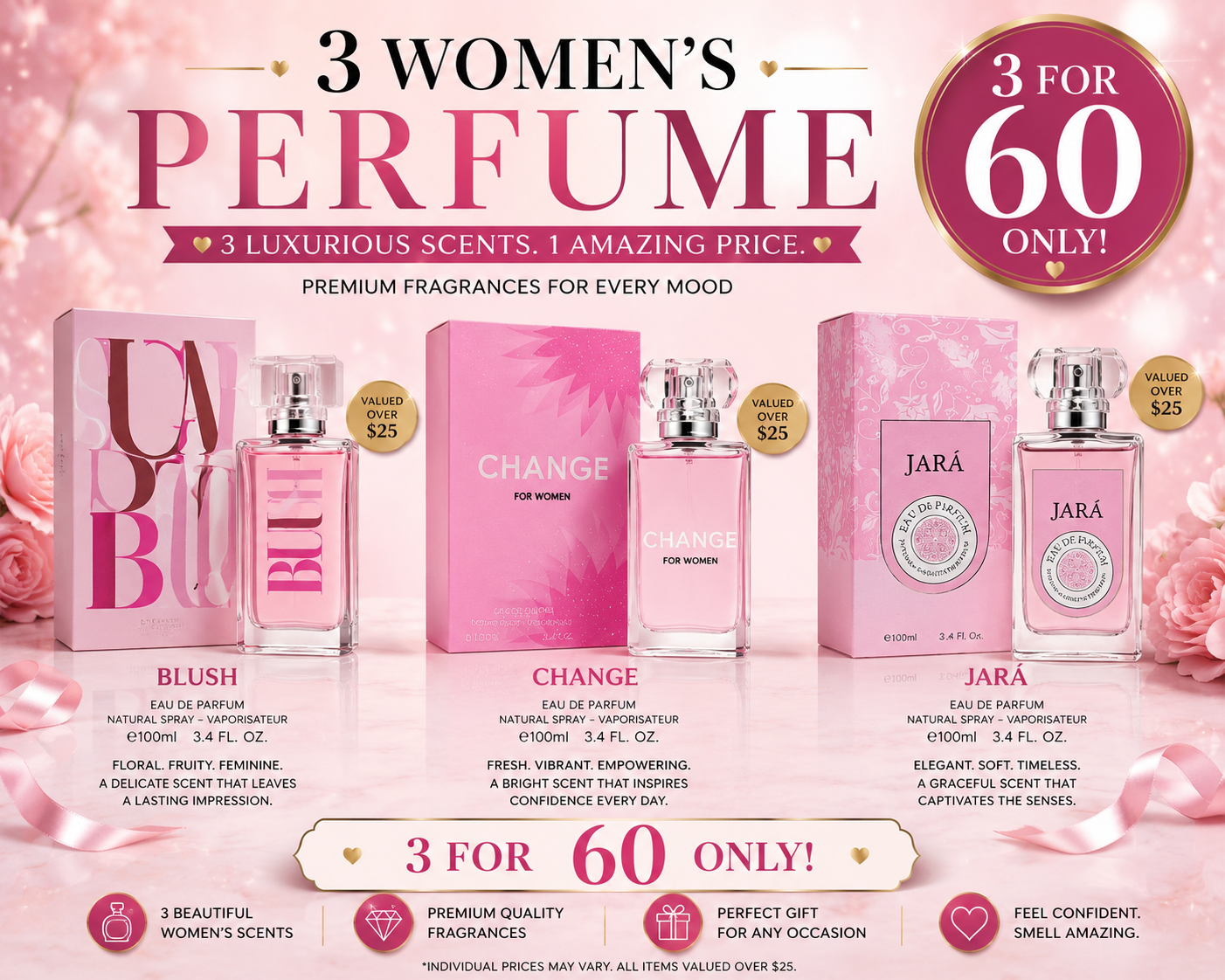 3 random Womens Perfume bundle