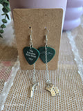 THE CAROLINA GREY BOYS GUTIAR PICK USED ON TOUR EARRINGS