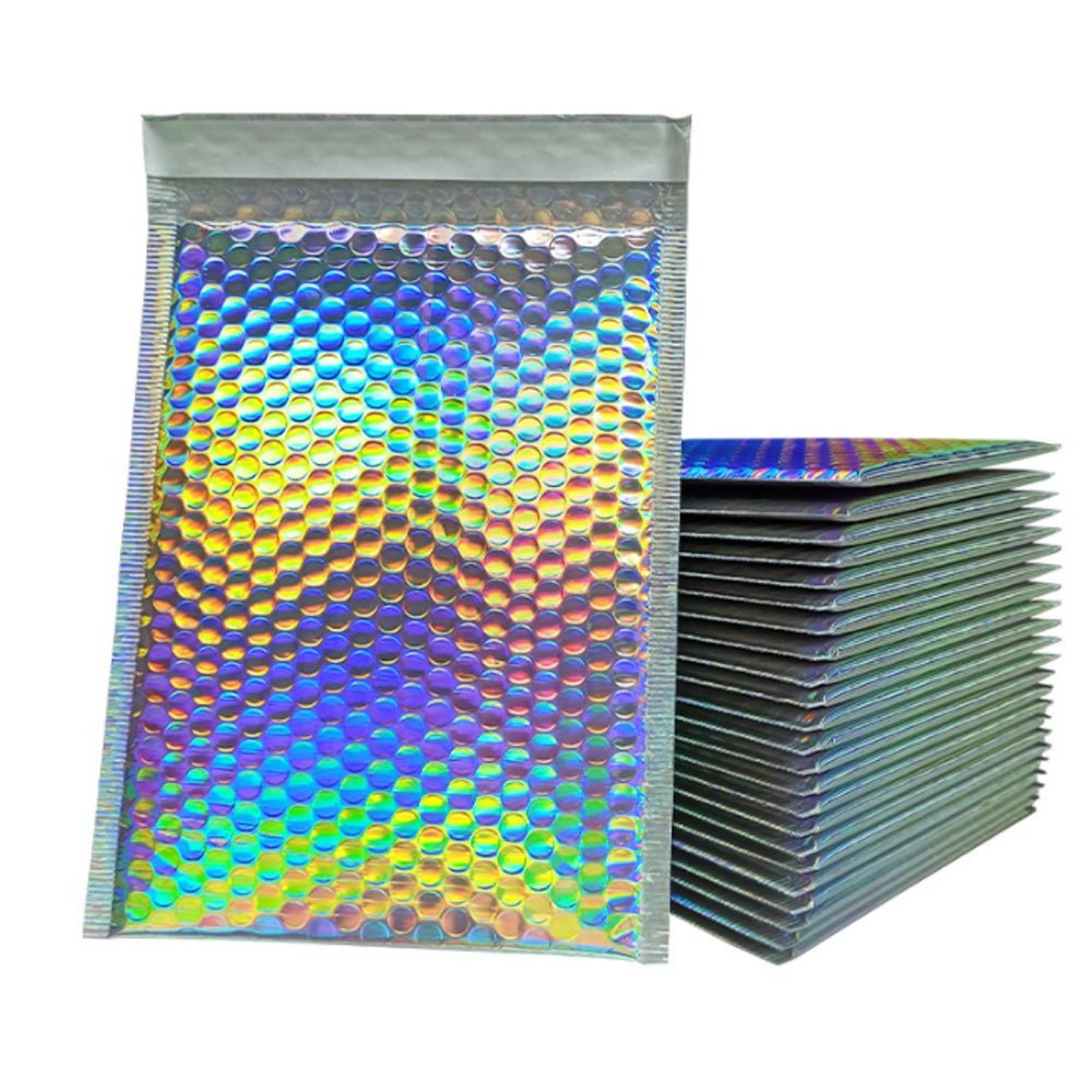Silver Holographic Metallic Bubble Mailers Size 8.5x12 Padded Envelopes