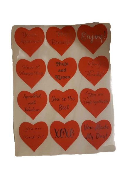 Thank You Stickers 2.5 inch 300 Count Per Pack Heart Red Valentine Shipping Supplies