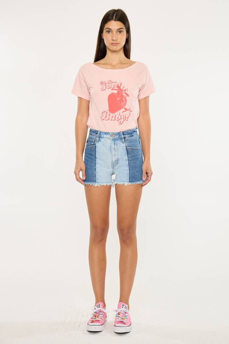 Two Tone Ultra High-Rise Denin Shorts by Kan Can